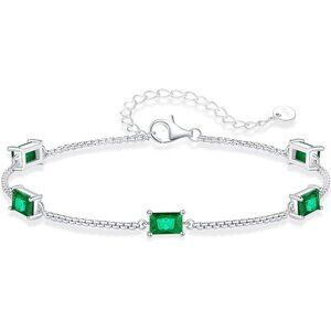 ✨ Lomantise Birthstone Bracelet Women Silver Sterling Dainty SimpleCharm Jewelry